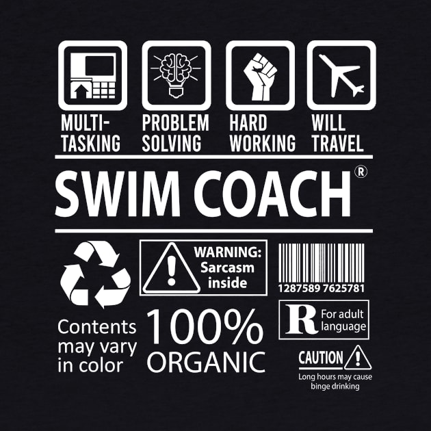 Swim Coach T Shirt - MultiTasking Certified Job Gift Item Tee by Aquastal